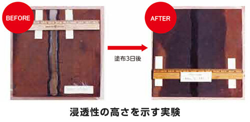 浸透性の高さを示す実験