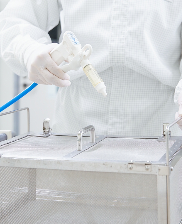 エアで水分を飛ばしている様子